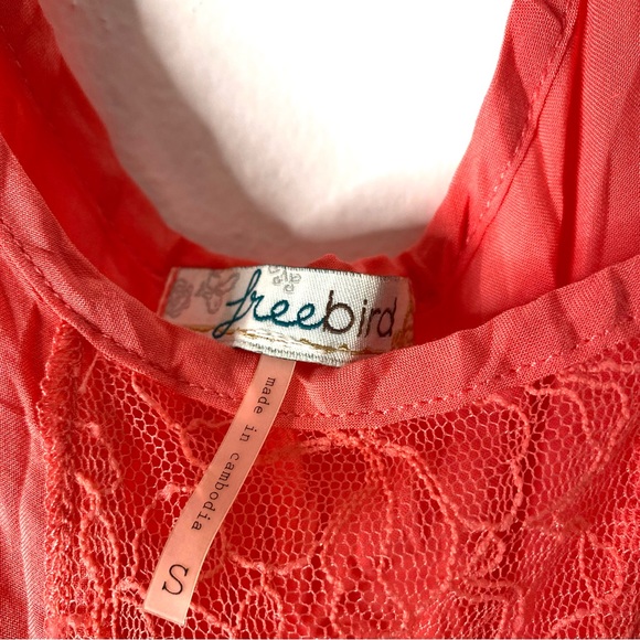 freebird Coral Peach Strappy Lace Tank Top - Picture 8 of 8